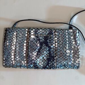Michael Kors silver metallic clutch/shoulder bag